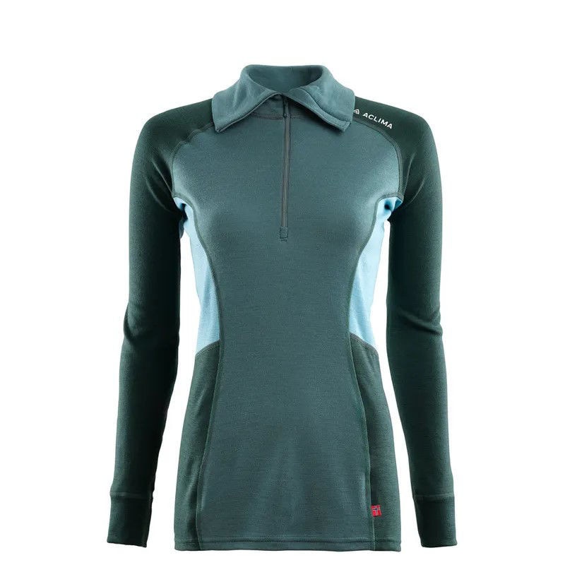 Aclima Warmwool Polo W North Atlantic/Green Gables/Reef Waters