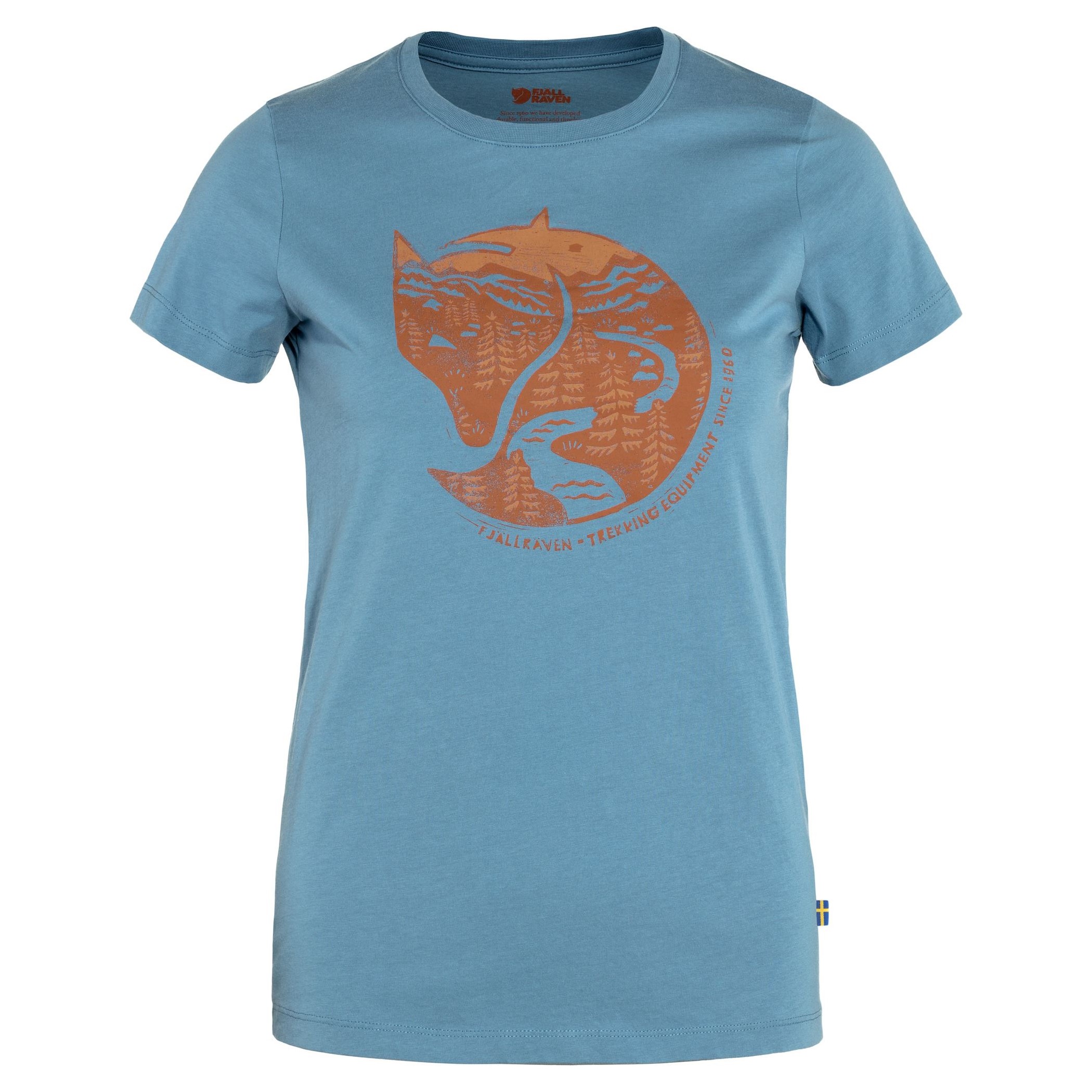 Fjällräven Arctic Fox Print T-Shirt W Dawn Blue - Terracotta Brown
