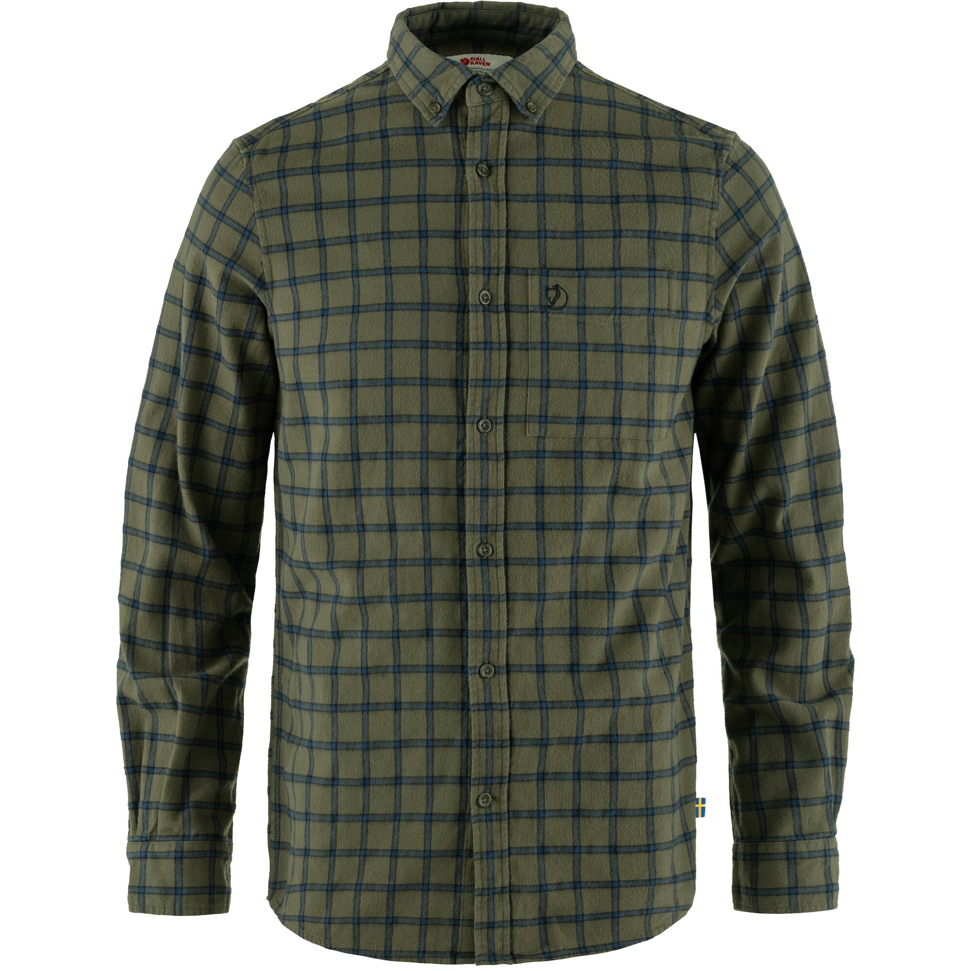 Fjällräven Övik Flannel Shirt M Laurel Green - Indigo Blue