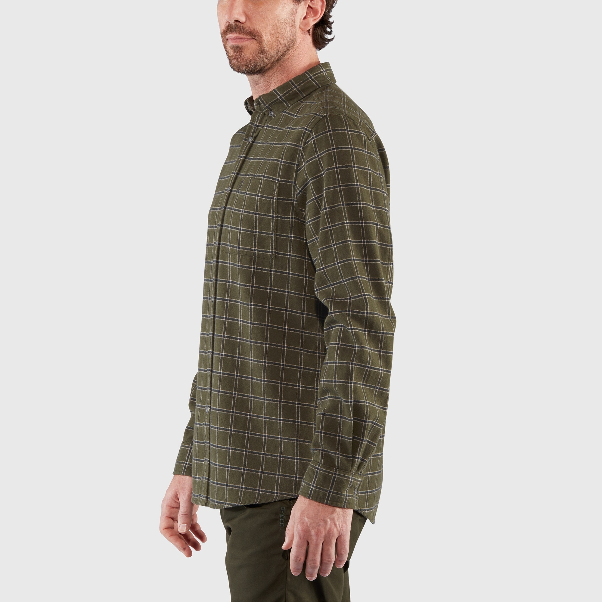 Fjällräven Övik Flannel Shirt M Laurel Green - Indigo Blue