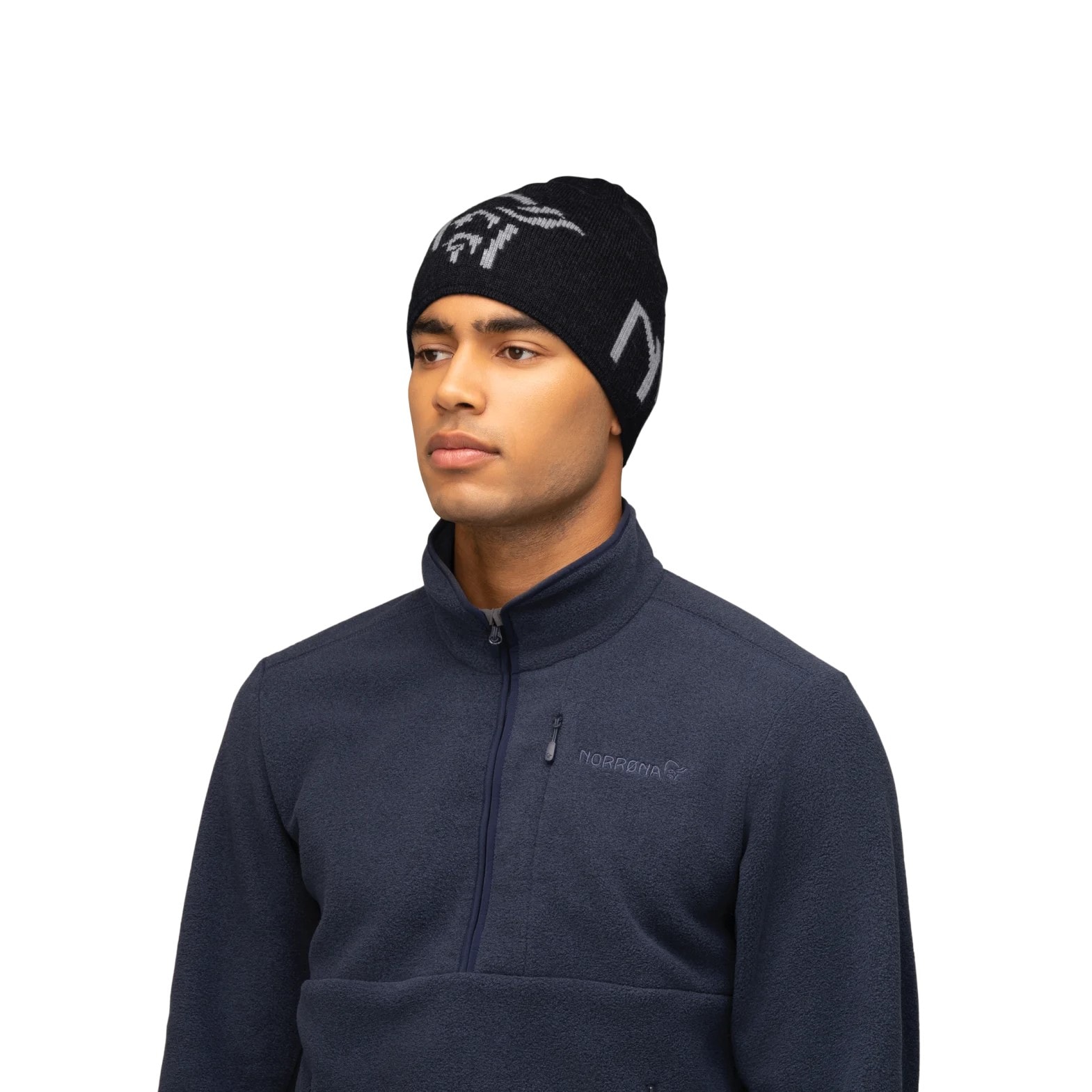 Norrøna /29 Heavy MerinoUll Logo Beanie Caviar Melange