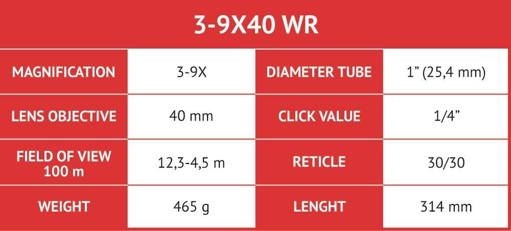 Gamo optikk 1"" 3-9x40 WR m/mont. Plex