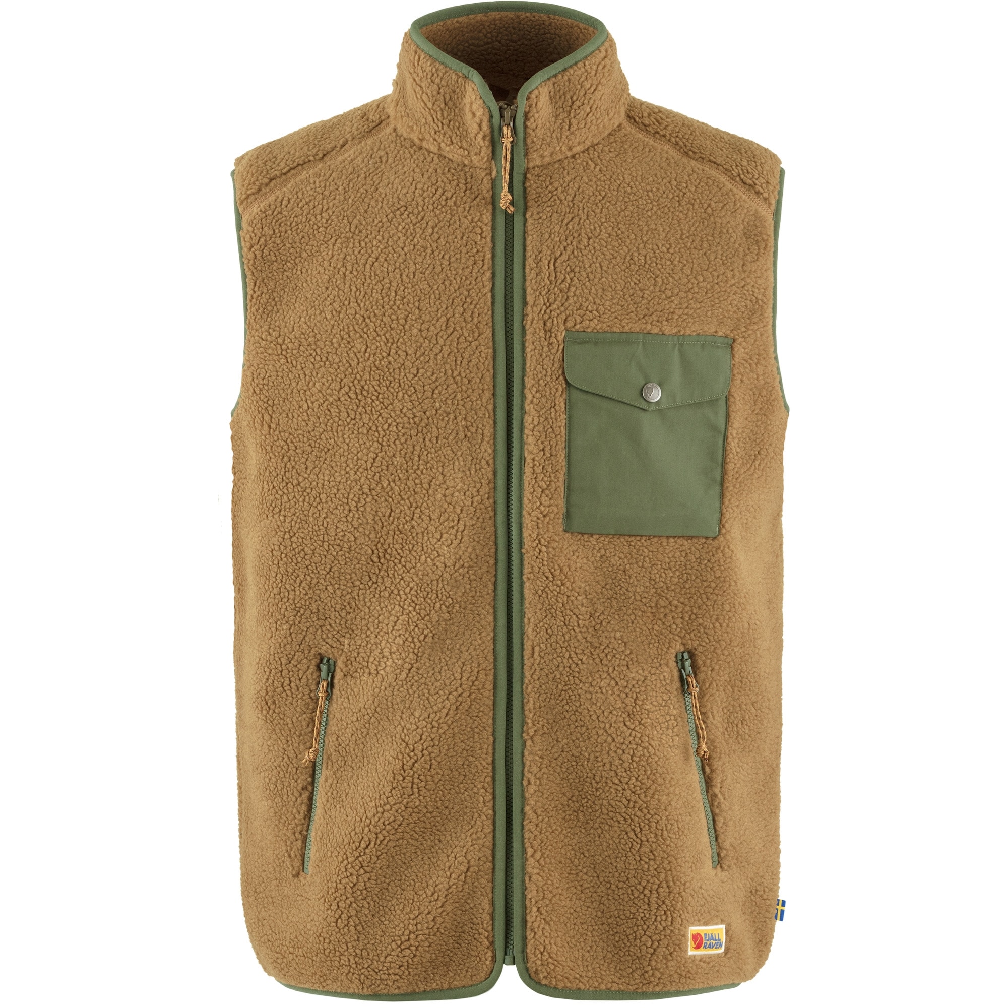 Fjällräven Vardag Pile Fleece Vest M Buckwheat brown - Laurel Green