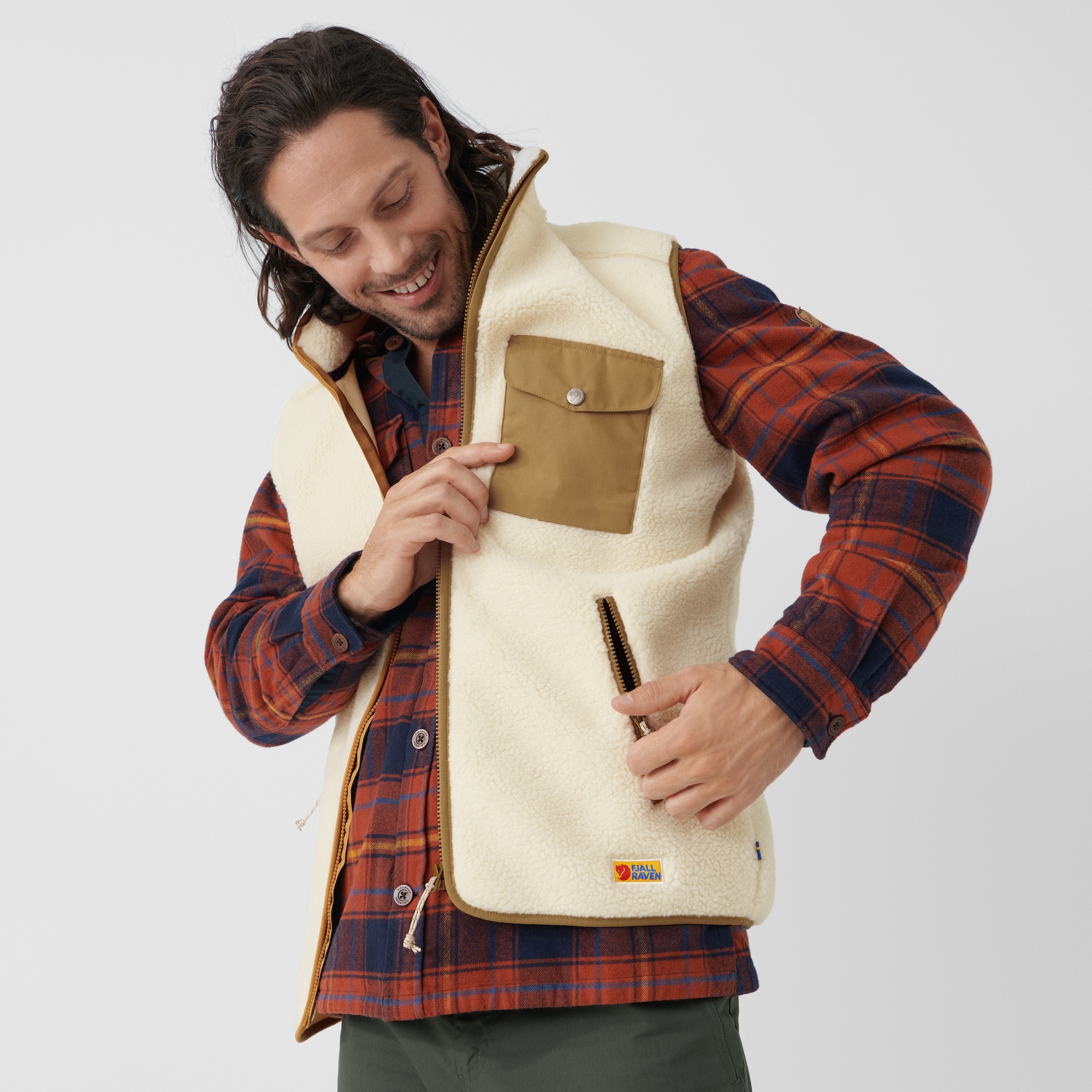 Fjällräven Vardag Pile Fleece Vest M Buckwheat brown - Laurel Green