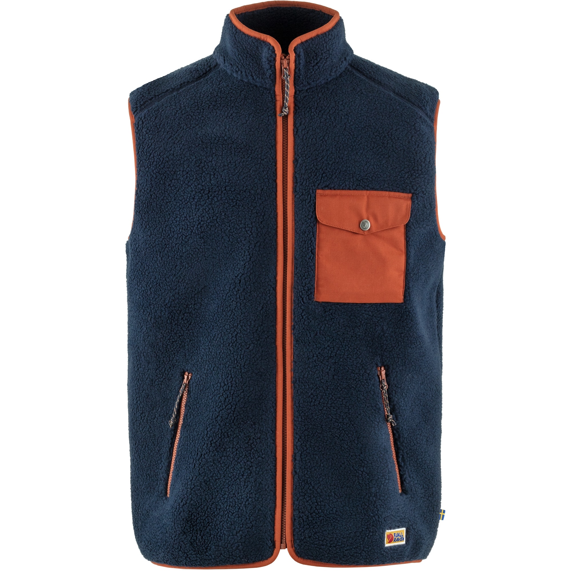 Fjällräven Vardag Pile Fleece Vest M Navy - Autumn Leaf