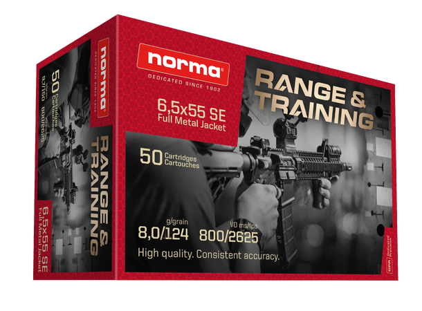 Norma Range & Training 6,5x55 8,0g / 124gr 800m/s, FMJ