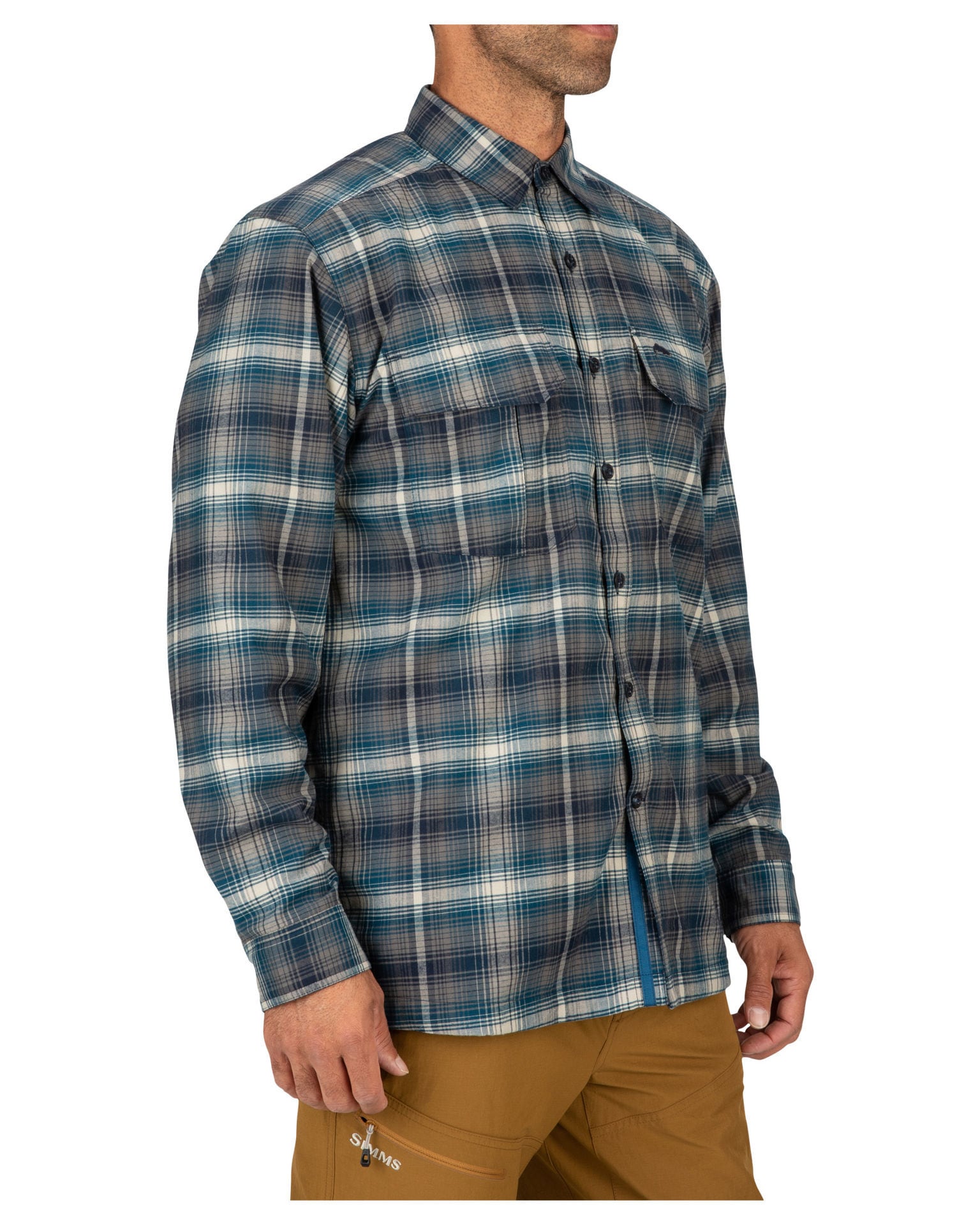 Simms Coldweather Shirt Auburn Red Buffalo Blur Plaid