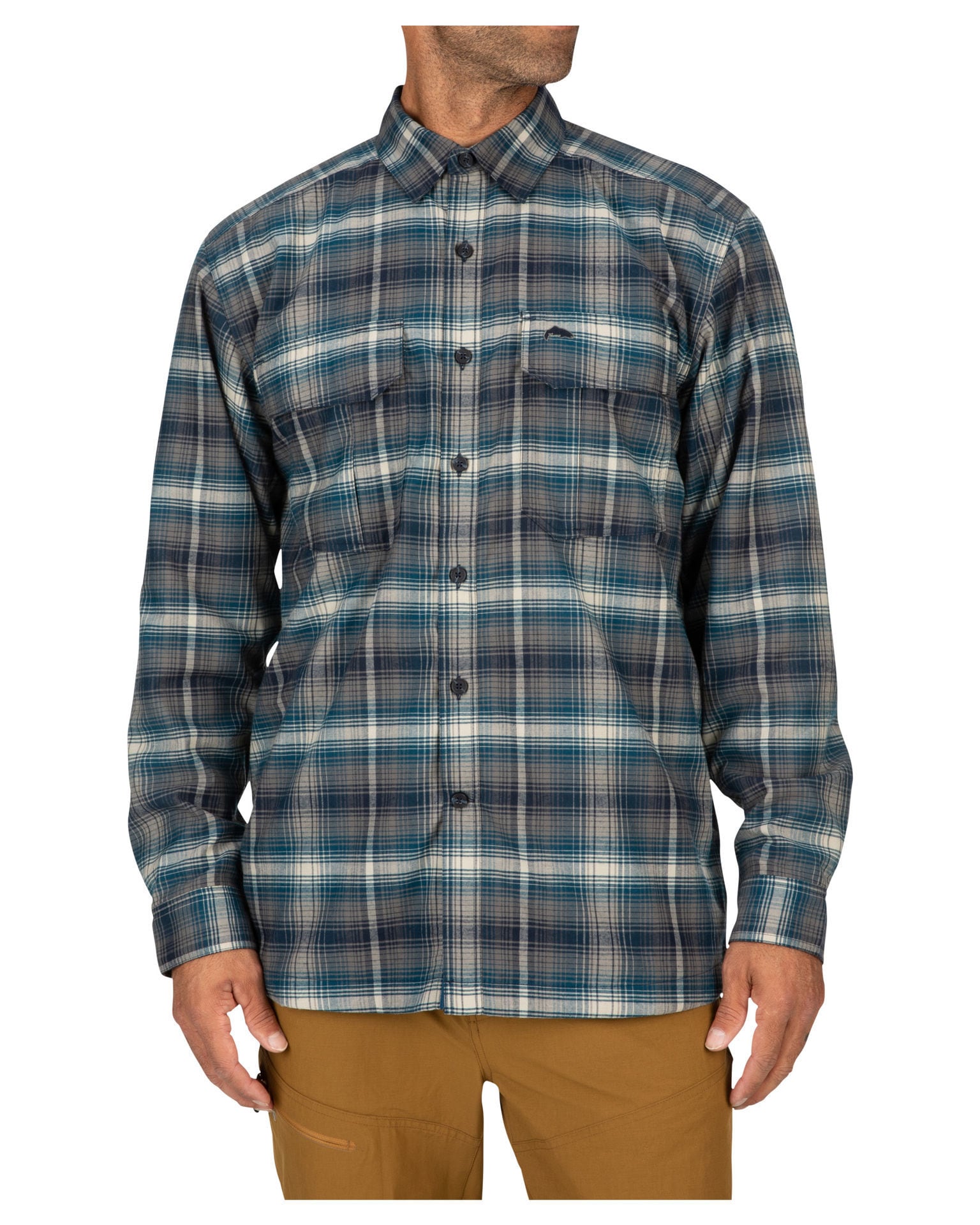 Simms Coldweather Shirt Auburn Red Buffalo Blur Plaid