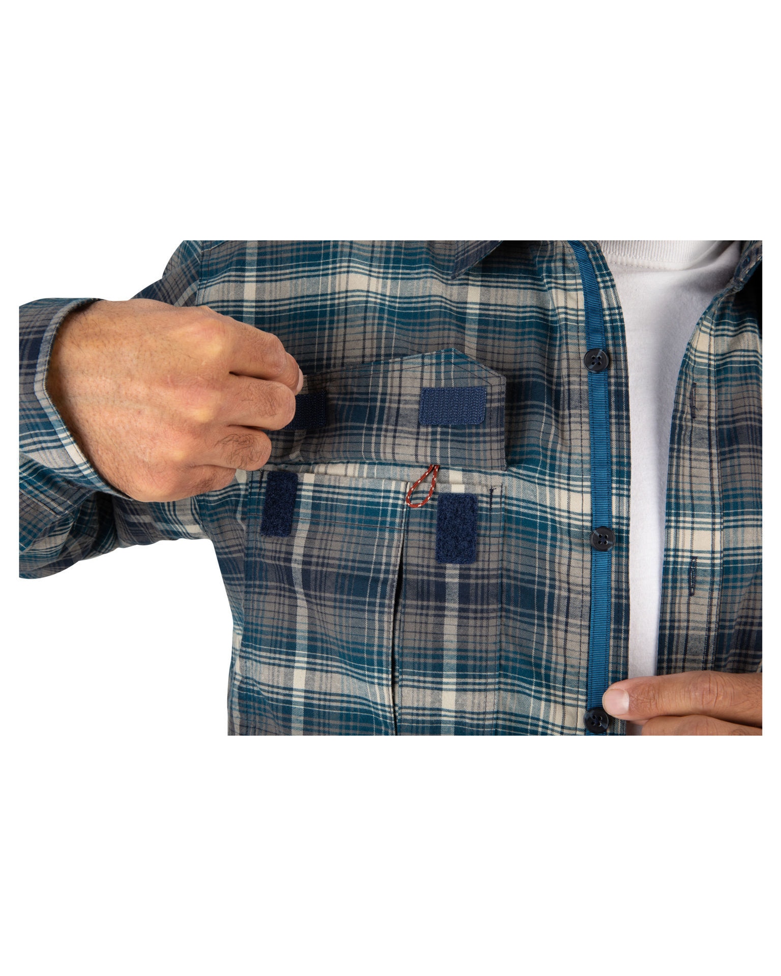 Simms Coldweather Shirt Auburn Red Buffalo Blur Plaid