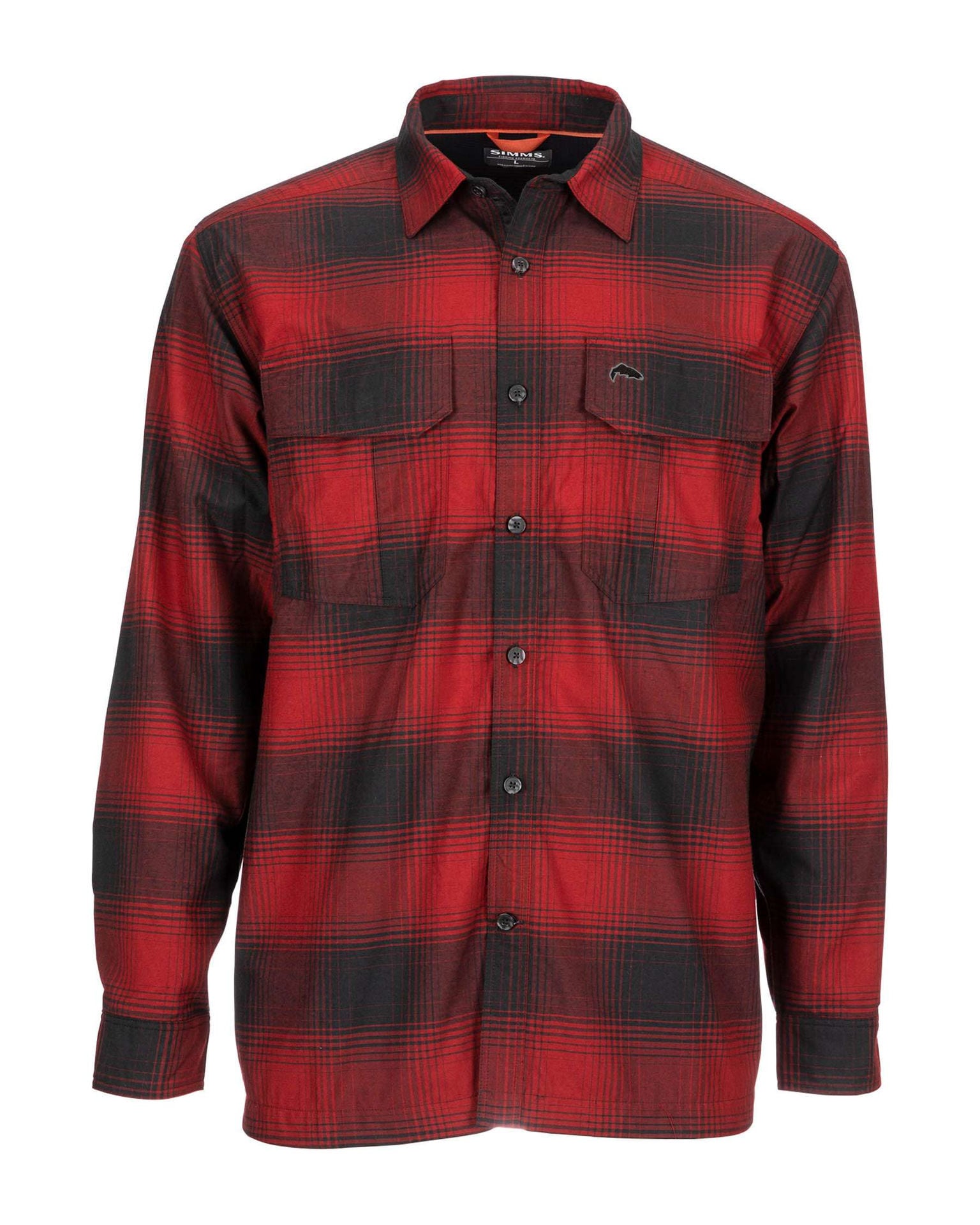 Simms Coldweather Shirt Auburn Red Buffalo Blur Plaid