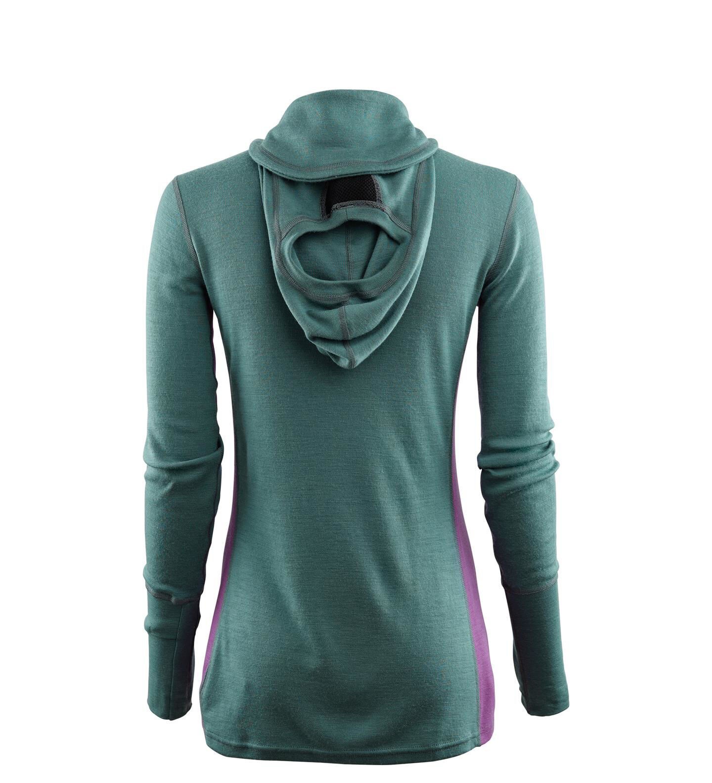 Aclima WarmWool Hood Sweater w/zip W North Atlantic/ Purple Rose/ Sunset Purple