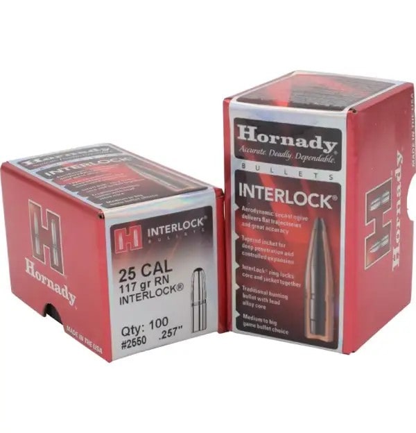 Hornady Traditional Rifle Bullets 25 Cal .257 117 Gr Rn