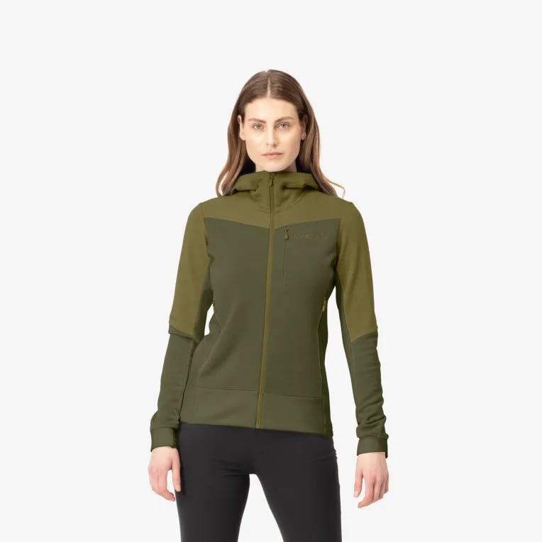Norrøna falketind warmwool2 stretch Zip Hood W's Olive Drab/Olive Night Utgått