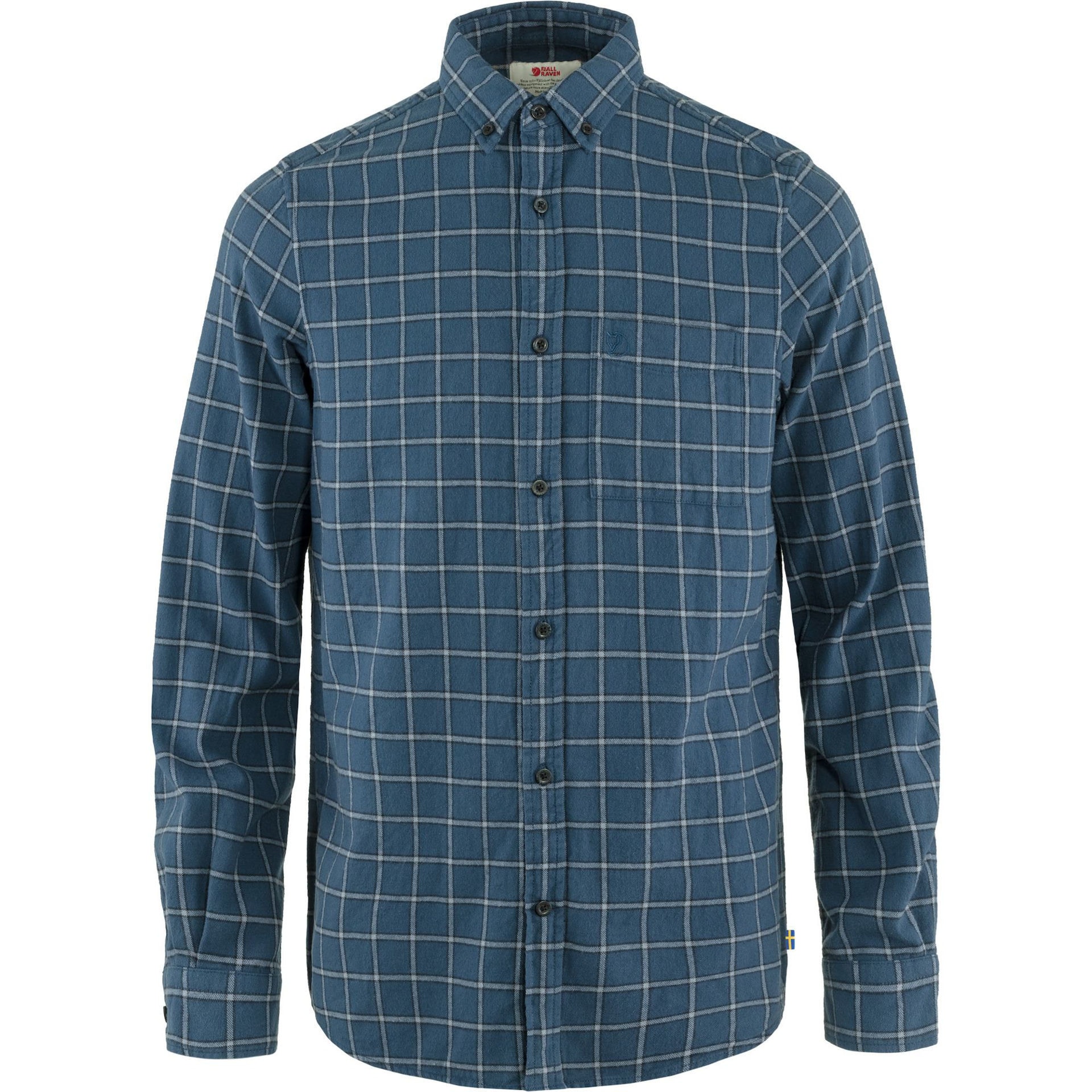 Fjällräven Övik Flannel Shirt M Indigo Blue - Flint Grey