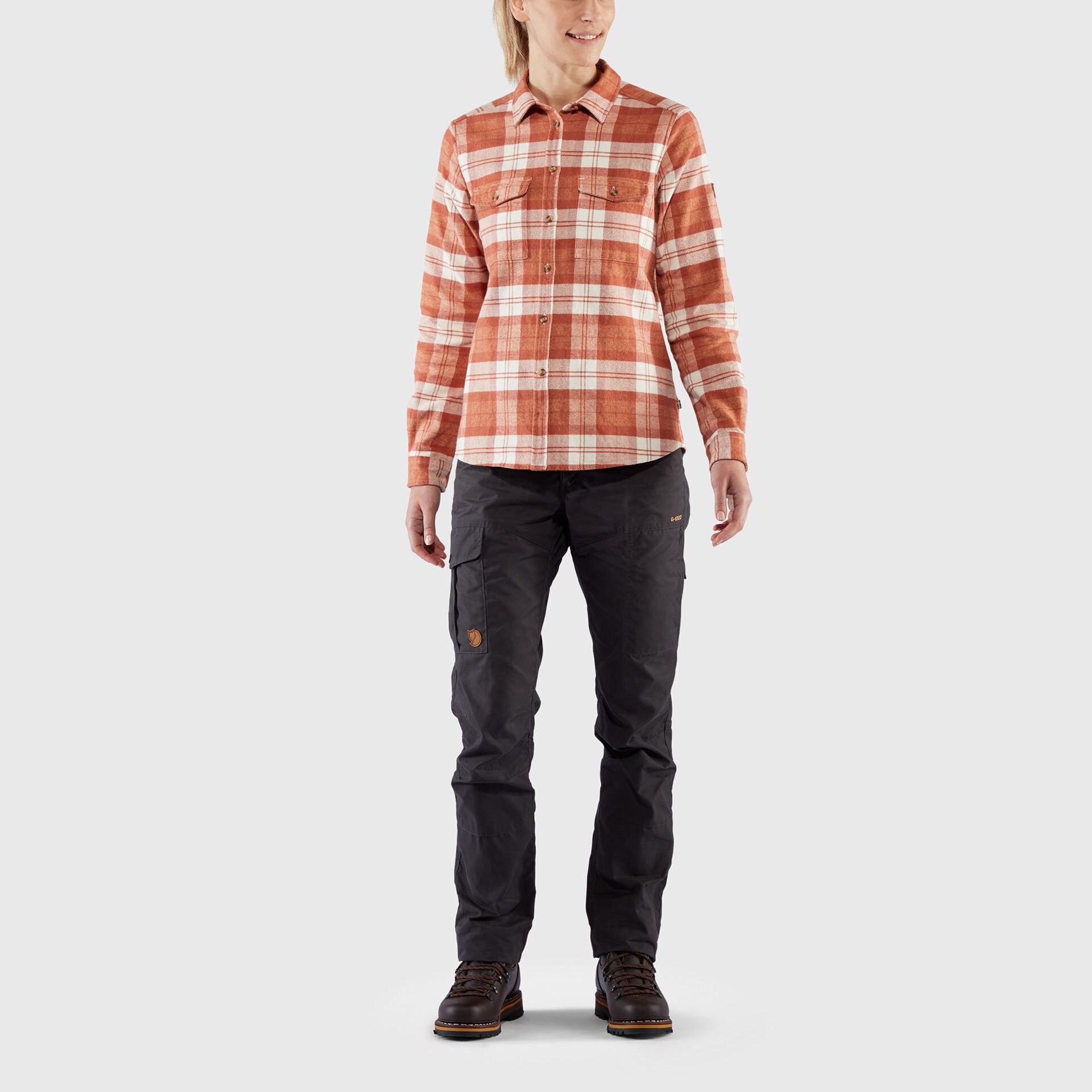 Fjällräven Övik Heavy Flannel Shirt W Peach Sand-Desert Brown