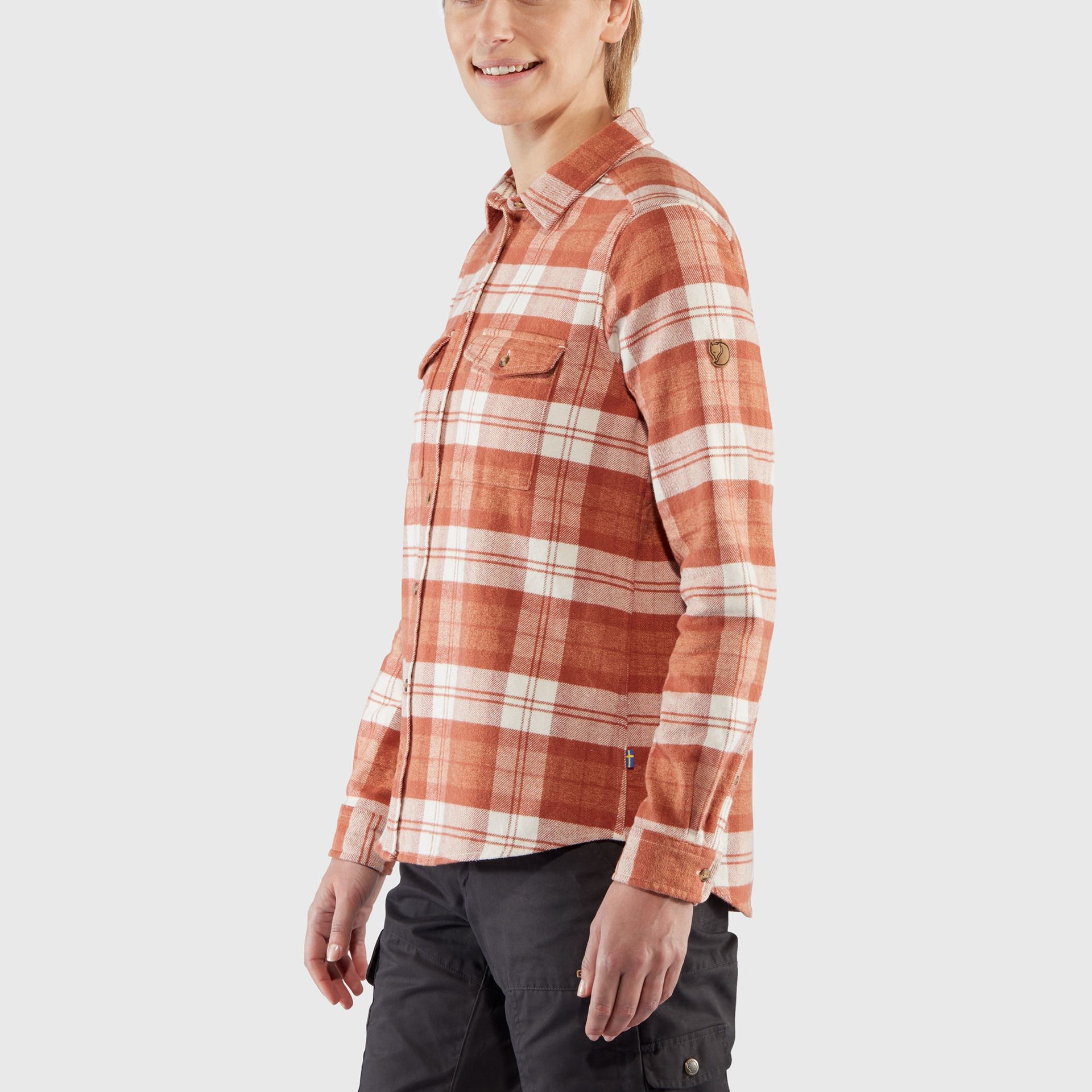 Fjällräven Övik Heavy Flannel Shirt W Peach Sand-Desert Brown