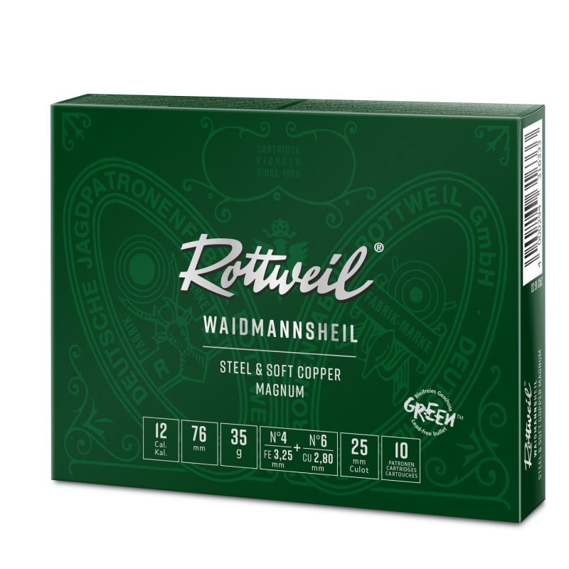 Rottweil Waidmannsheil Steel & Copper Magnum 12/76 35G Nr.4&6 10pk