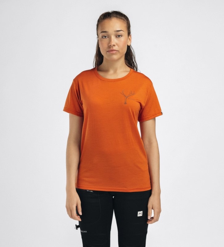 Aclima LightWool 140 classic tee antlers W's Apricot Orange