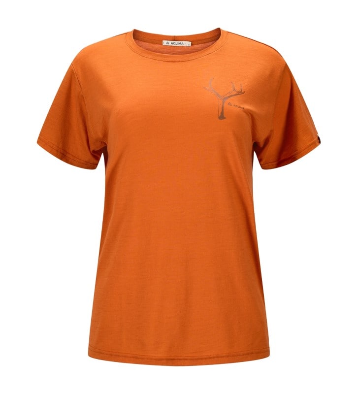 Aclima LightWool 140 classic tee antlers W's Apricot Orange