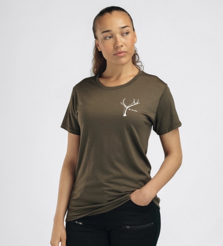 Aclima LightWool 140 classic tee antlers W's tarmac