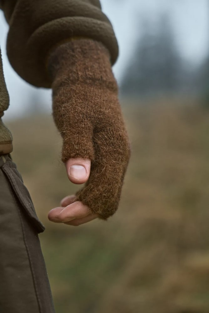 Härkila Alpaca Half Fingers Gloves Pinecone Brown