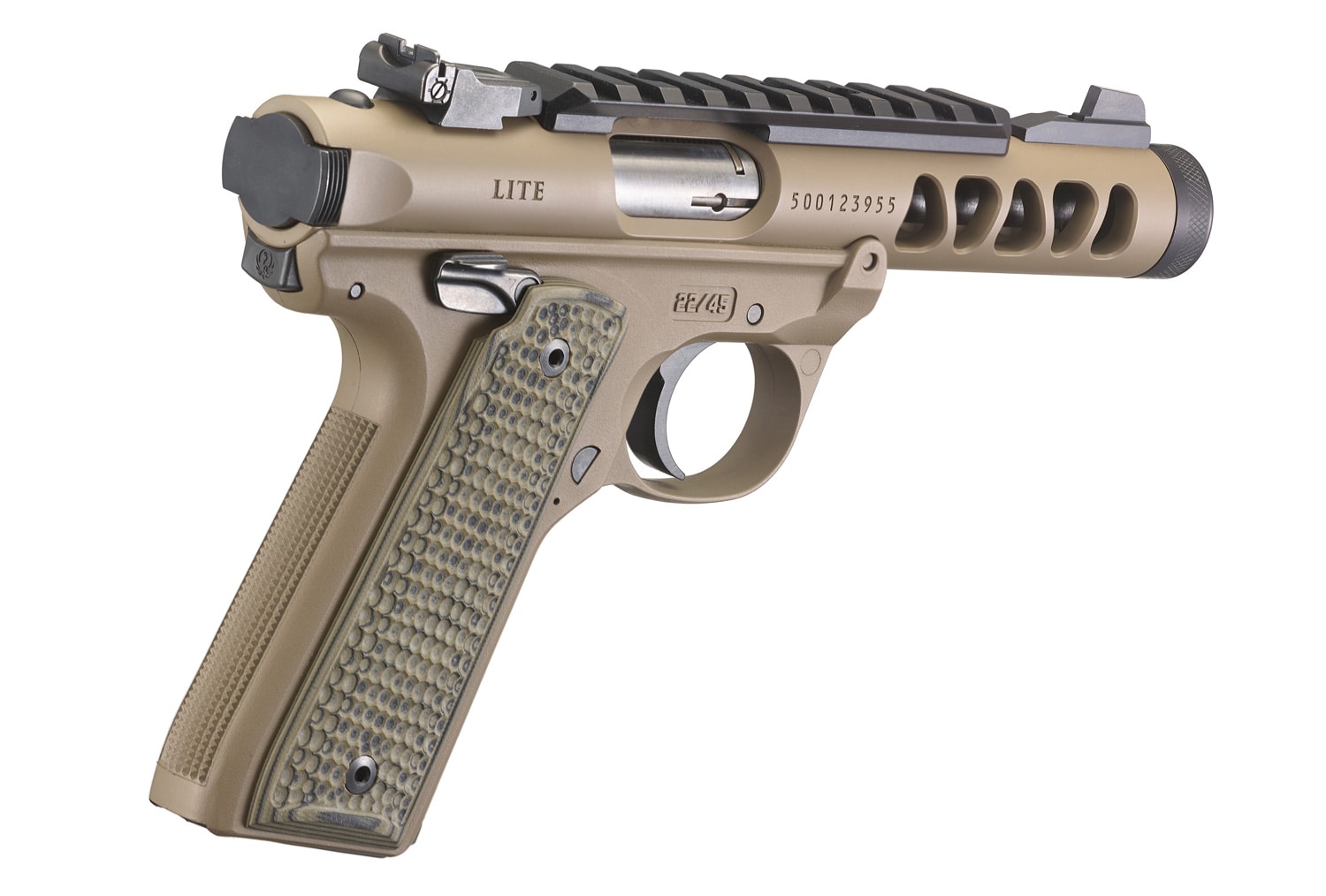 Ruger MK IV 22/45 Lite FDE Cal 22lr 4,4''/11cm 1/2''-28.