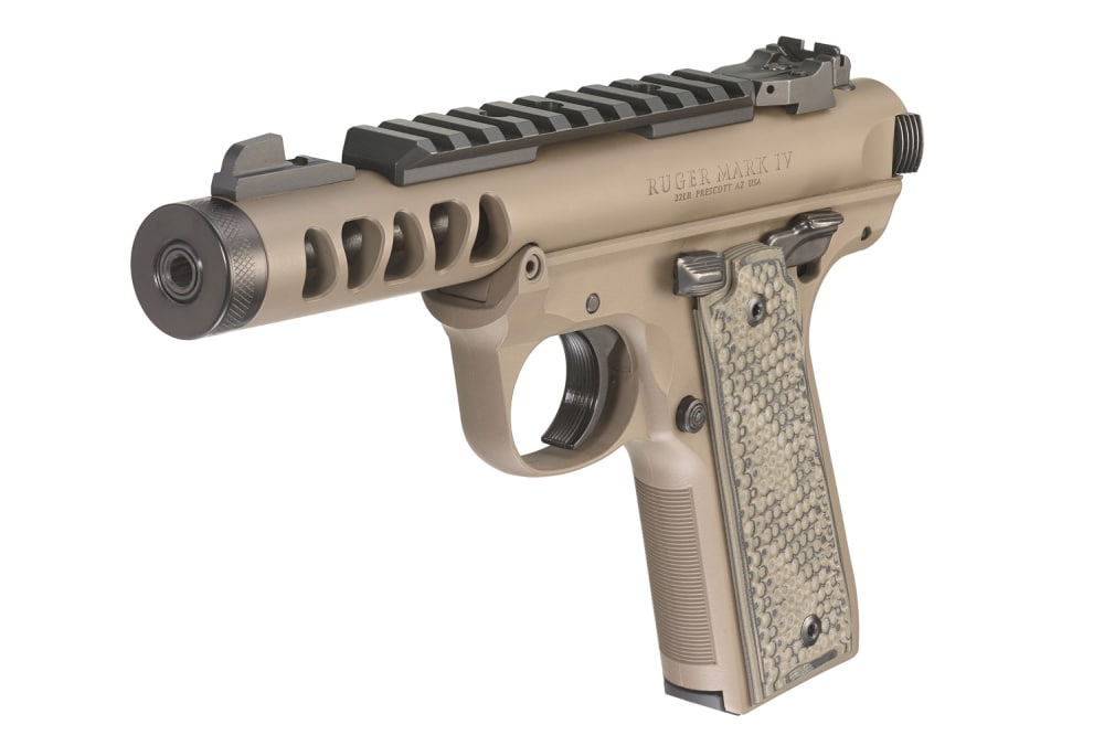 Ruger MK IV 22/45 Lite FDE Cal 22lr 4,4''/11cm 1/2''-28.