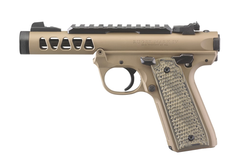 Ruger MK IV 22/45 Lite FDE Cal 22lr 4,4''/11cm 1/2''-28.