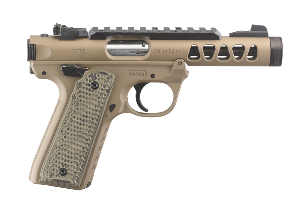 Ruger MK IV 22/45 Lite FDE Cal 22lr 4,4''/11cm 1/2''-28.