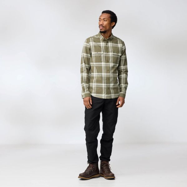 Fjällräven Övik Lite Flannel Shirt M Laurel Green - Chalk White