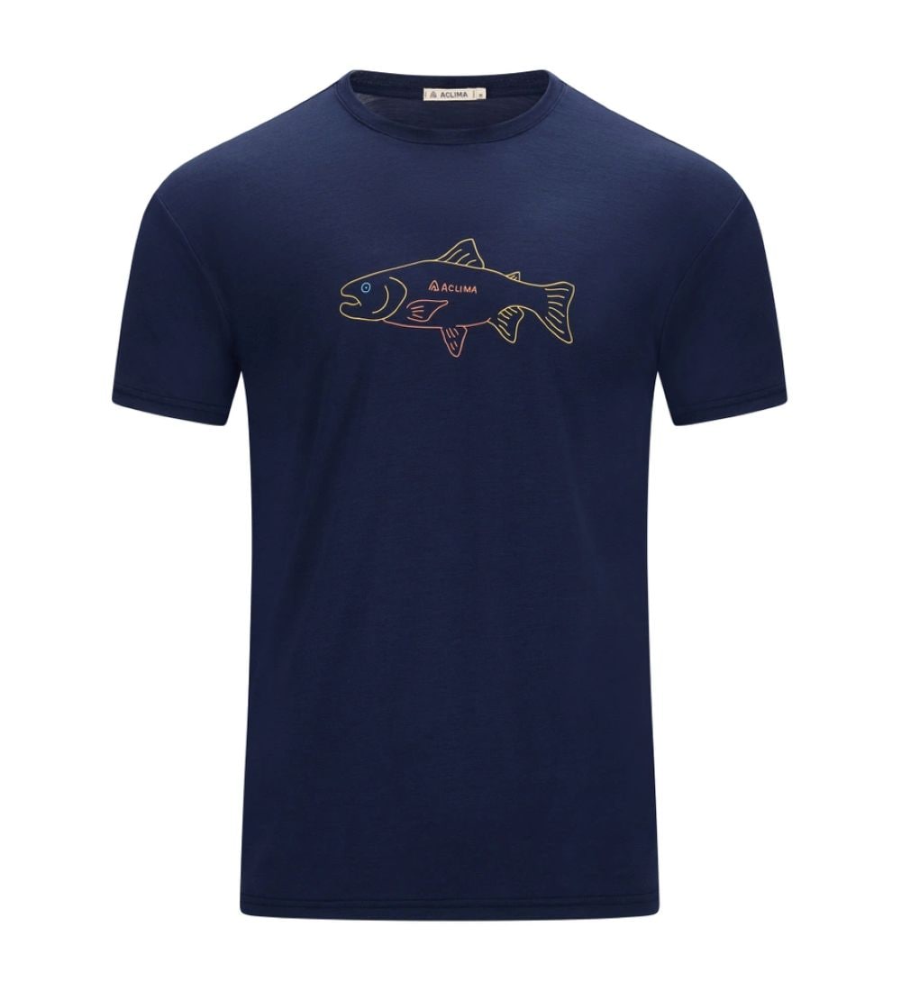 Aclima LightWool 140 Classic Tee Salmon M's Navy Blazer